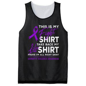 This Is My Fight Domestic Violence Awareness Purple Ribbon Mesh Reversible Basketball Jersey Tank