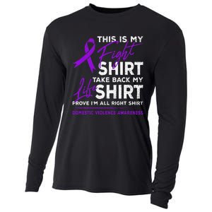 This Is My Fight Domestic Violence Awareness Purple Ribbon Cooling Performance Long Sleeve Crew