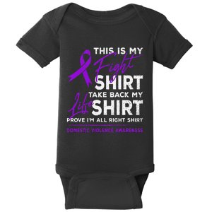 This Is My Fight Domestic Violence Awareness Purple Ribbon Baby Bodysuit