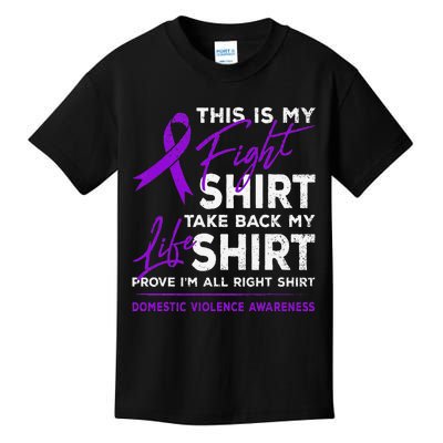 This Is My Fight Domestic Violence Awareness Purple Ribbon Kids T-Shirt