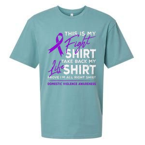 This Is My Fight Domestic Violence Awareness Purple Ribbon Sueded Cloud Jersey T-Shirt