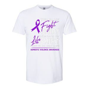 This Is My Fight Domestic Violence Awareness Purple Ribbon Softstyle CVC T-Shirt