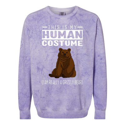 This Is My Human Costume IM Really A Grizzly Bear Colorblast Crewneck Sweatshirt