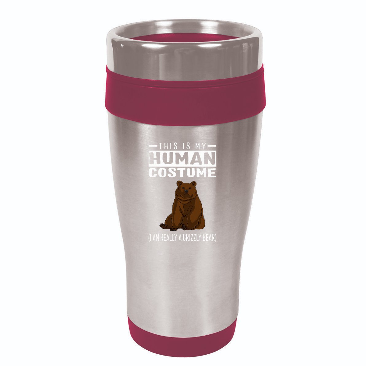 This Is My Human Costume IM Really A Grizzly Bear 16oz Travel Tumbler