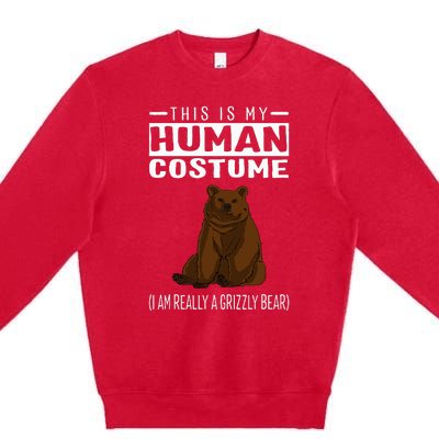 This Is My Human Costume IM Really A Grizzly Bear Premium Crewneck Sweatshirt