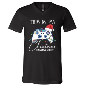 This Is My Christmas Pajama Shirt Funny Gamer V-Neck T-Shirt