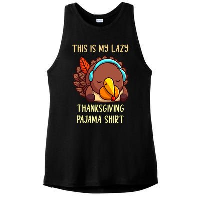 This Is My Lazy Thanksgiving Pajama Toddler Turkey Pj Ladies PosiCharge Tri-Blend Wicking Tank