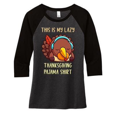 This Is My Lazy Thanksgiving Pajama Toddler Turkey Pj Women's Tri-Blend 3/4-Sleeve Raglan Shirt