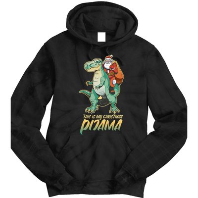 This Is My Christmas Pijama Santa Riding T Rex Tie Dye Hoodie