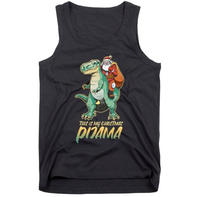 This Is My Christmas Pijama Santa Riding T Rex Tank Top