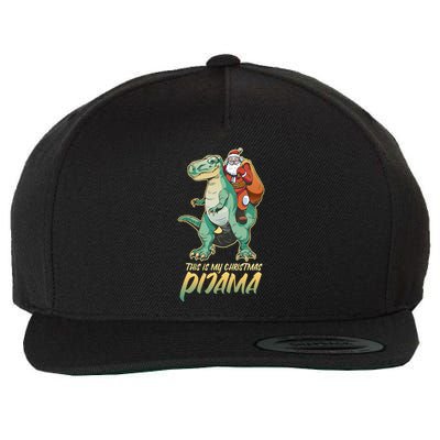This Is My Christmas Pijama Santa Riding T Rex Wool Snapback Cap