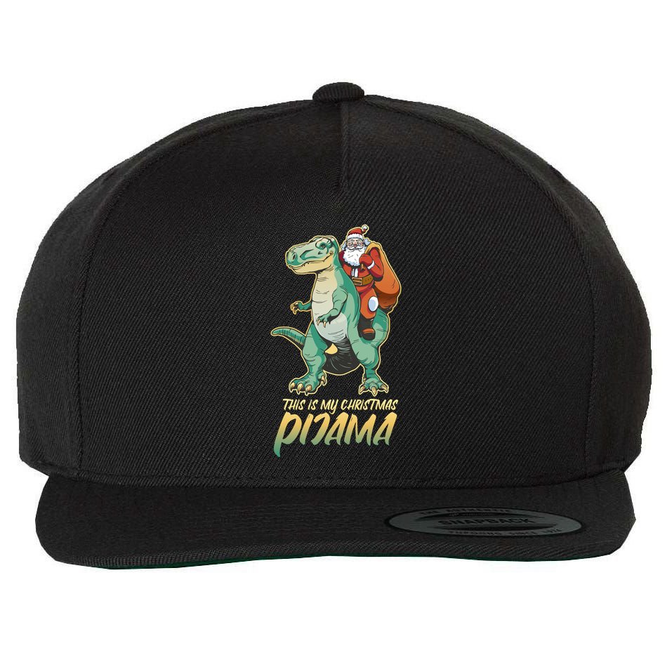 This Is My Christmas Pijama Santa Riding T Rex Wool Snapback Cap