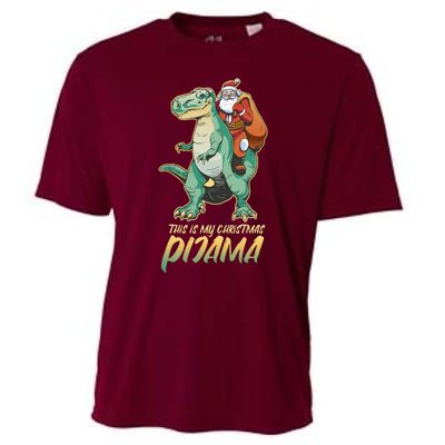 This Is My Christmas Pijama Santa Riding T Rex Cooling Performance Crew T-Shirt