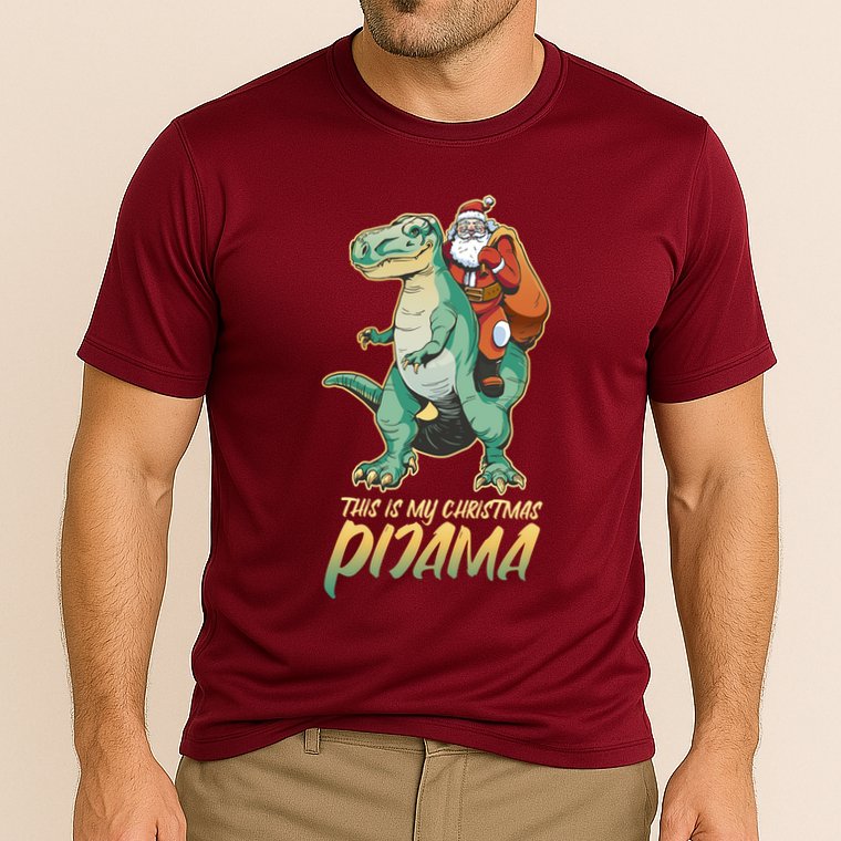 This Is My Christmas Pijama Santa Riding T Rex Performance Shirt