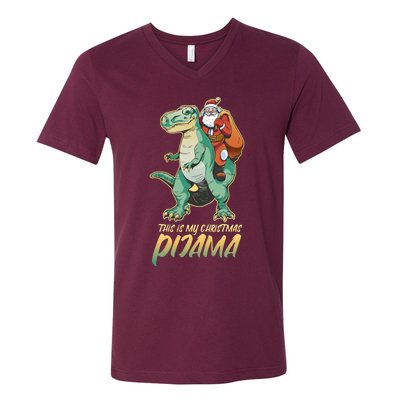 This Is My Christmas Pijama Santa Riding T Rex V-Neck T-Shirt