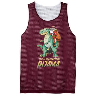 This Is My Christmas Pijama Santa Riding T Rex Mesh Reversible Basketball Jersey Tank