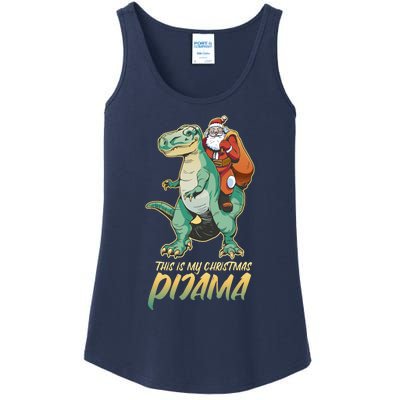 This Is My Christmas Pijama Santa Riding T Rex Ladies Essential Tank