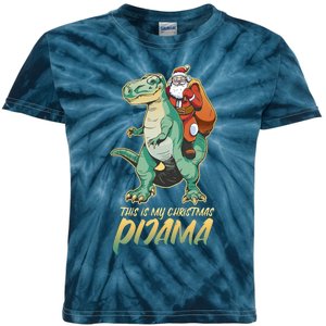 This Is My Christmas Pijama Santa Riding T Rex Kids Tie-Dye T-Shirt