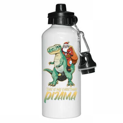 This Is My Christmas Pijama Santa Riding T Rex Aluminum Water Bottle