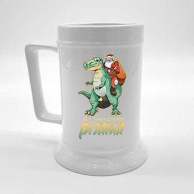 This Is My Christmas Pijama Santa Riding T Rex Beer Stein