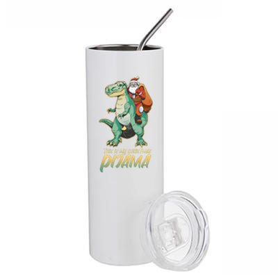 This Is My Christmas Pijama Santa Riding T Rex Stainless Steel Tumbler