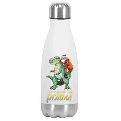 This Is My Christmas Pijama Santa Riding T Rex Stainless Steel Insulated Water Bottle