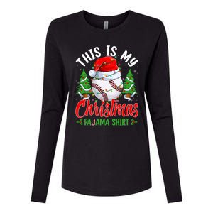 This Is My Christmas Pajama Gift Baseball Santa Hat Xmas Cool Gift Womens Cotton Relaxed Long Sleeve T-Shirt