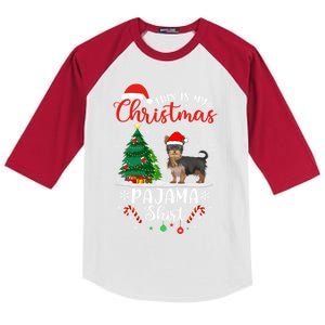 This Is My Christmas Gift Tree Light Xmas Yorkshire Terrier Cool Gift Kids Colorblock Raglan Jersey