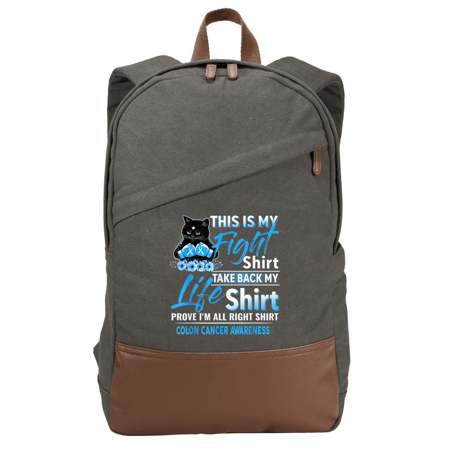 This Is My Fight Colon Cancer Awareness Month Cotton Canvas Backpack