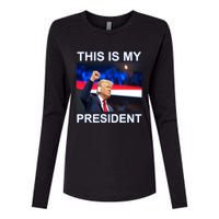 This Is My President 2024 Funny Political Quotes Womens Cotton Relaxed Long Sleeve T-Shirt