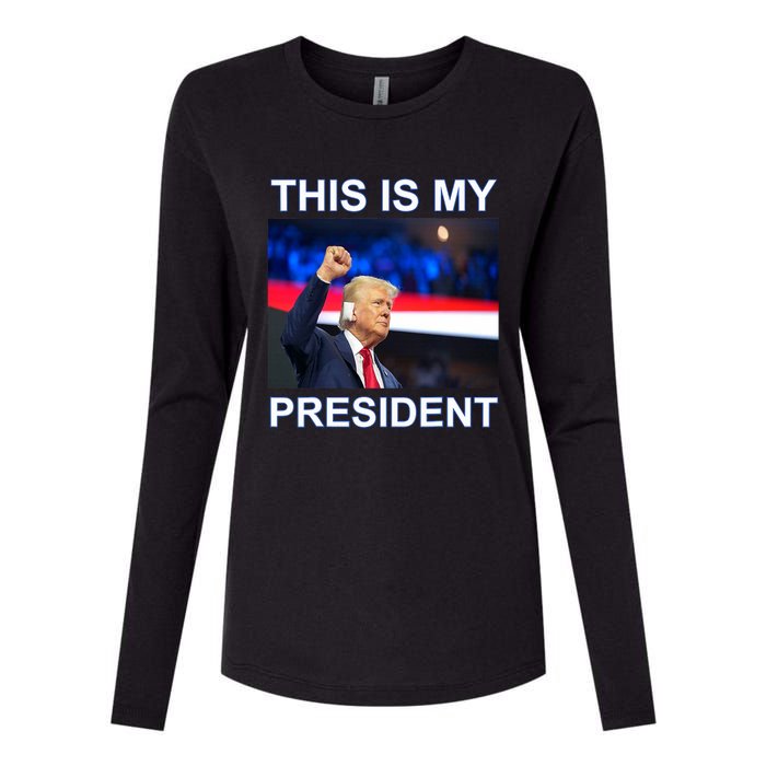 This Is My President 2024 Funny Political Quotes Womens Cotton Relaxed Long Sleeve T-Shirt