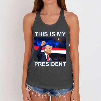 This Is My President 2024 Funny Political Quotes Women's Knotted Racerback Tank