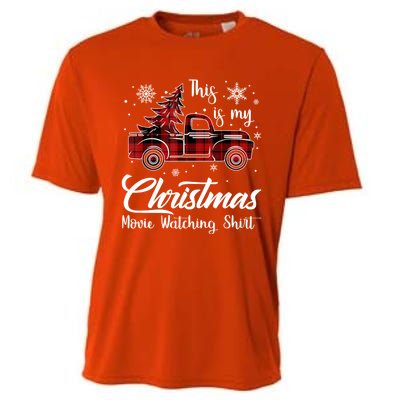 This Is My Christmas Movie Watching Gift Tree Truck Plaid Gift Cooling Performance Crew T-Shirt