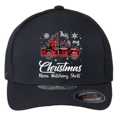 This Is My Christmas Movie Watching Gift Tree Truck Plaid Gift Flexfit Unipanel Trucker Cap