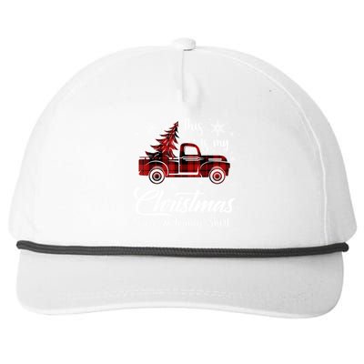 This Is My Christmas Movie Watching Gift Tree Truck Plaid Gift Snapback Five-Panel Rope Hat