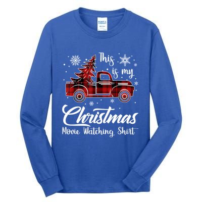 This Is My Christmas Movie Watching Gift Tree Truck Plaid Gift Tall Long Sleeve T-Shirt