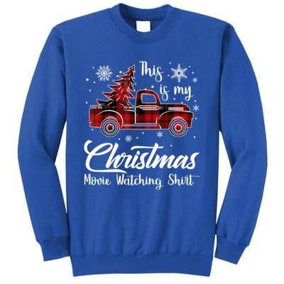 This Is My Christmas Movie Watching Gift Tree Truck Plaid Gift Tall Sweatshirt