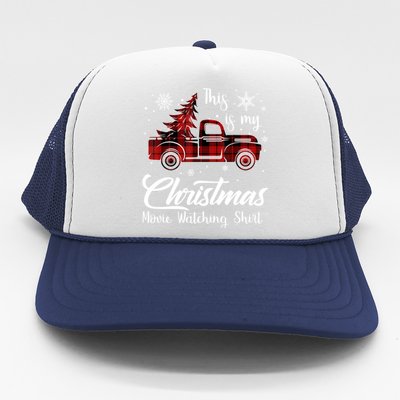 This Is My Christmas Movie Watching Gift Tree Truck Plaid Gift Trucker Hat