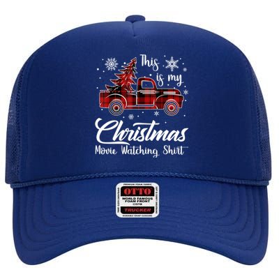 This Is My Christmas Movie Watching Gift Tree Truck Plaid Gift High Crown Mesh Back Trucker Hat