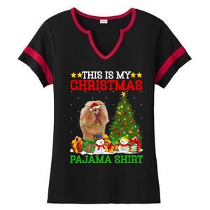 This Is My Christmas Tree Pajamas Toy Poodle Dog Christmas Gift Ladies Halftime Notch Neck Tee