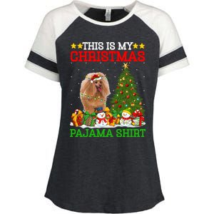 This Is My Christmas Tree Pajamas Toy Poodle Dog Christmas Gift Enza Ladies Jersey Colorblock Tee