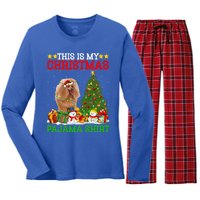 This Is My Christmas Tree Pajamas Toy Poodle Dog Christmas Gift Women's Long Sleeve Flannel Pajama Set 