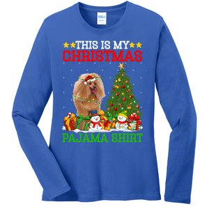 This Is My Christmas Tree Pajamas Toy Poodle Dog Christmas Gift Ladies Long Sleeve Shirt