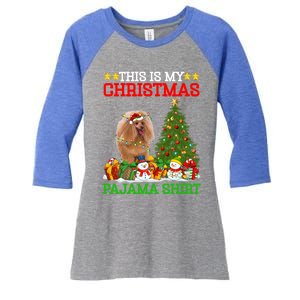 This Is My Christmas Tree Pajamas Toy Poodle Dog Christmas Gift Women's Tri-Blend 3/4-Sleeve Raglan Shirt