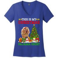 This Is My Christmas Tree Pajamas Toy Poodle Dog Christmas Gift Women's V-Neck T-Shirt