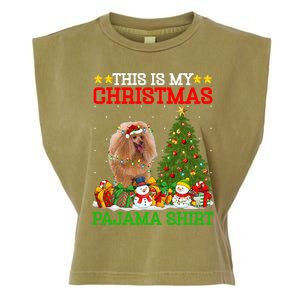 This Is My Christmas Tree Pajamas Toy Poodle Dog Christmas Gift Garment-Dyed Women's Muscle Tee