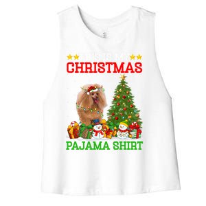 This Is My Christmas Tree Pajamas Toy Poodle Dog Christmas Gift Women's Racerback Cropped Tank