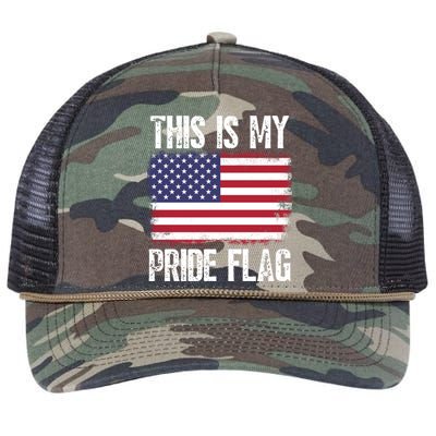 This Is My Pride Flag Usa American 4th Of July Patriotic Gift Retro Rope Trucker Hat Cap