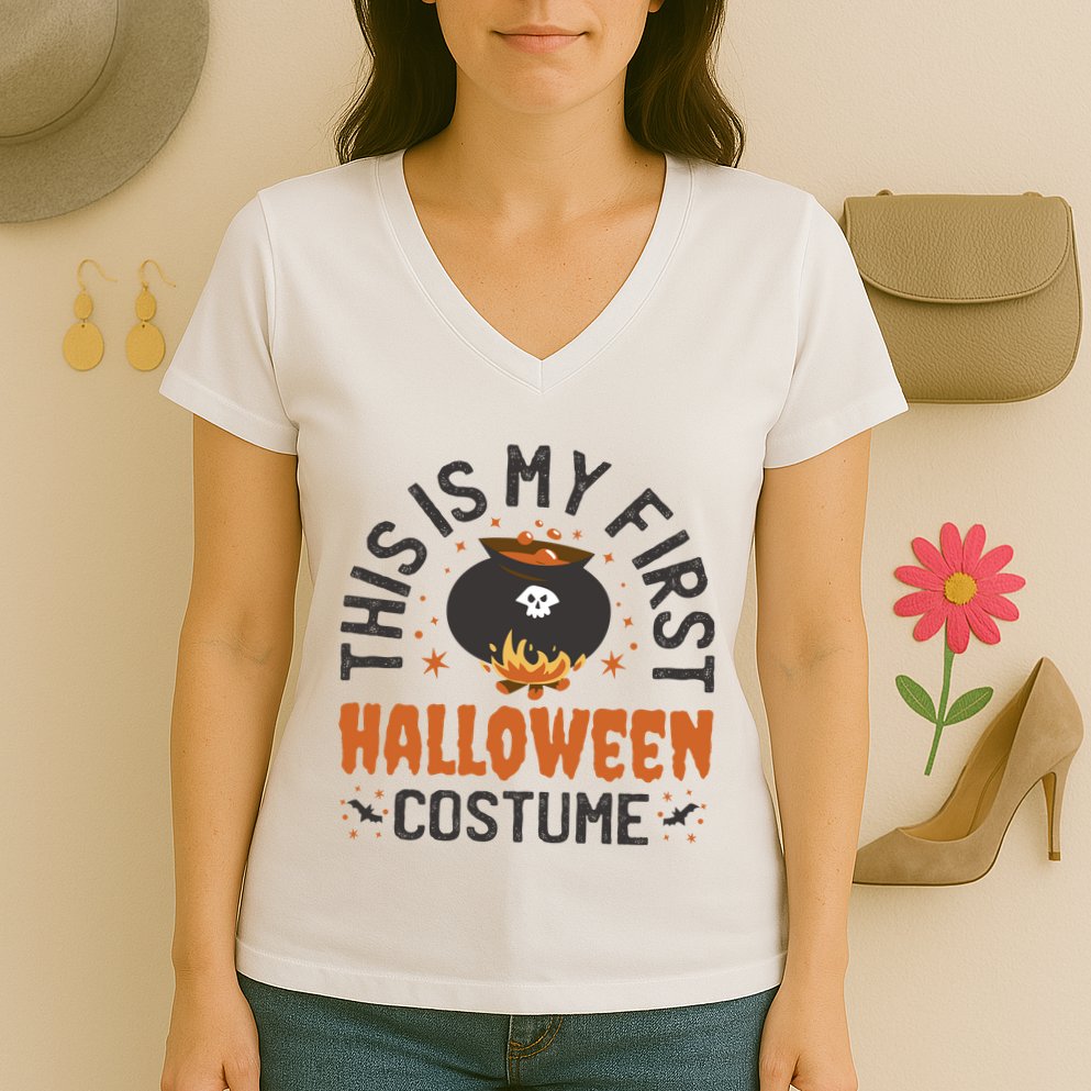 This Is My First Halloween Costume Cute Women's V-Neck T-Shirt