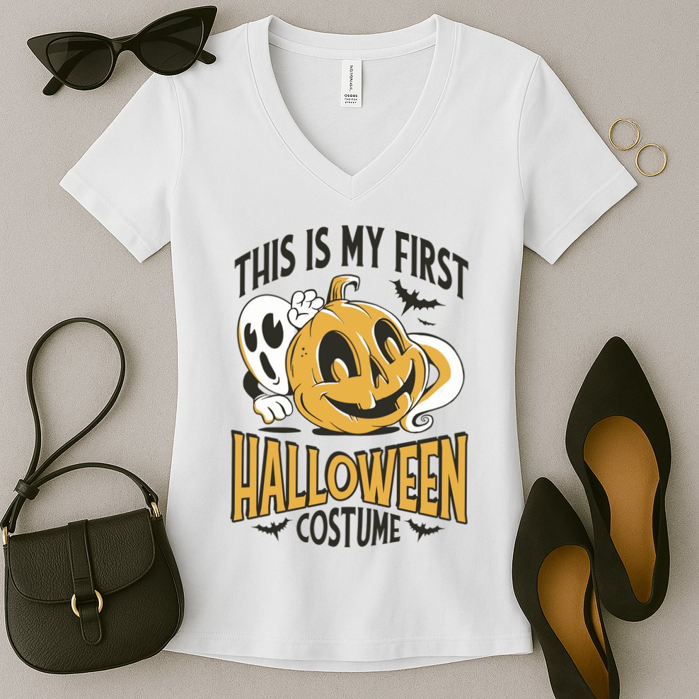 This Is My First Halloween Costume Cute Women's V-Neck T-Shirt